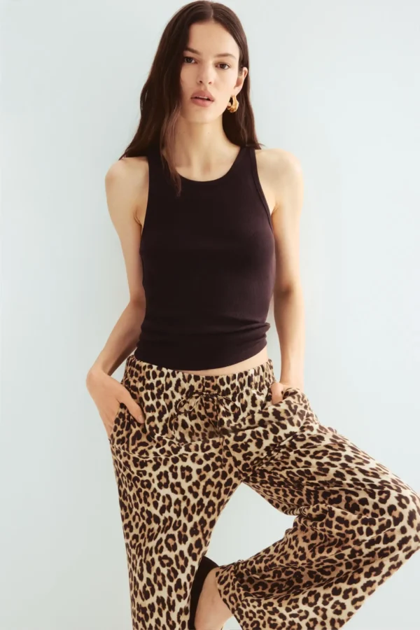 Fluid Leopard Wide-Leg Trousers