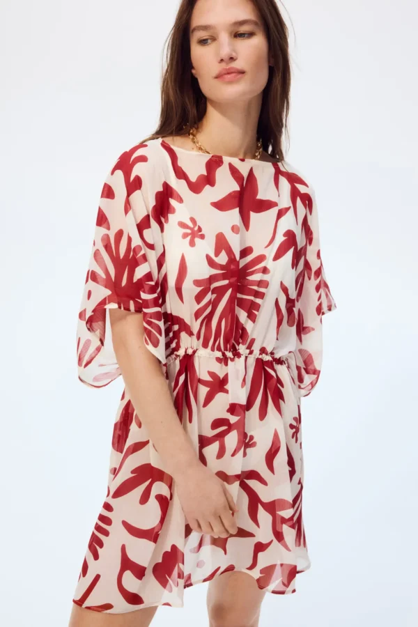 Scarlet Tropic Sheer Cover-Up Dress