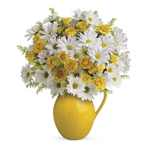 Sunny Daisy Blossom Pitcher Display