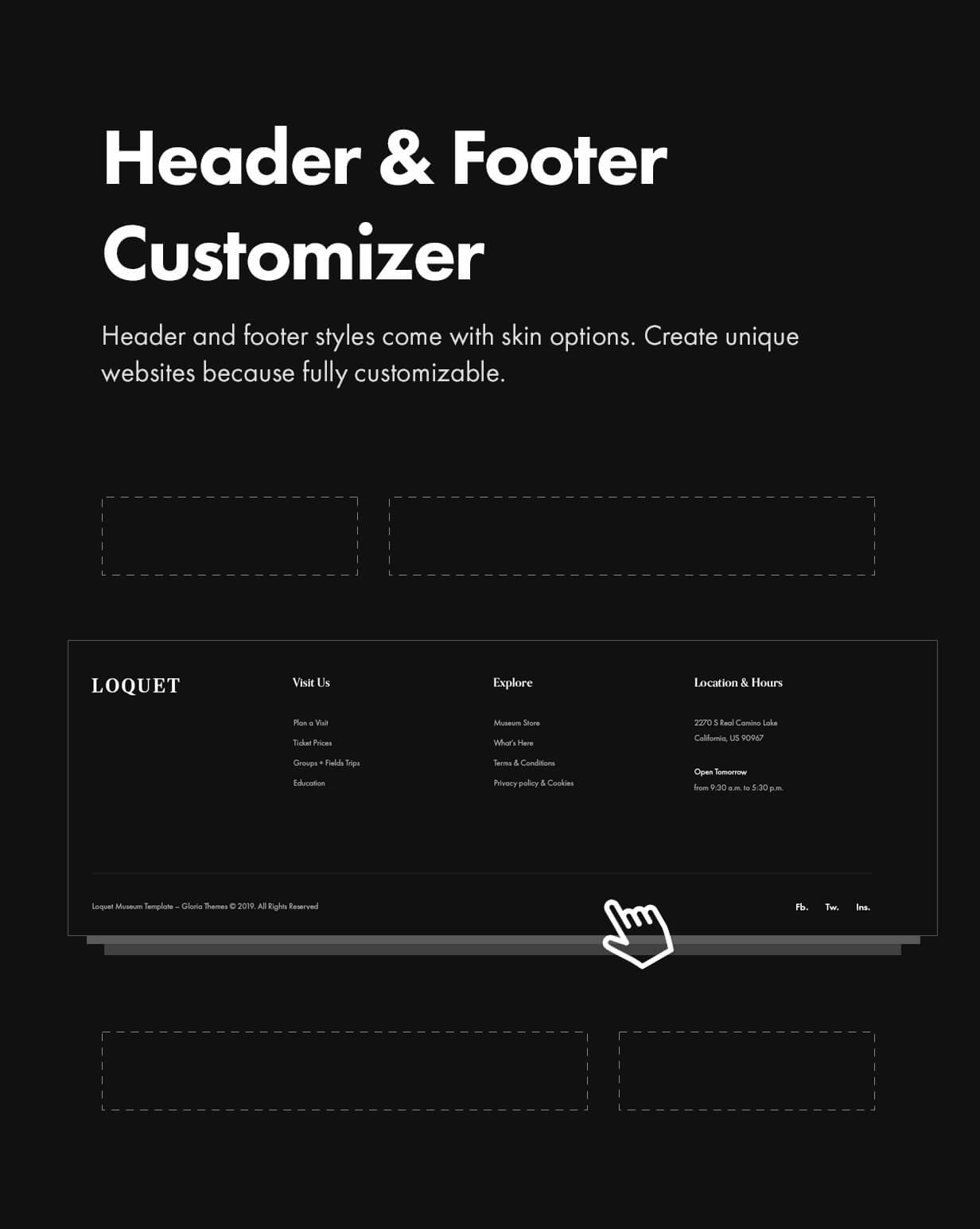 Header and footer customizer