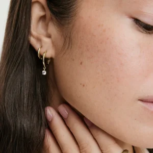 Round Lab Grown Sapphire Hoops