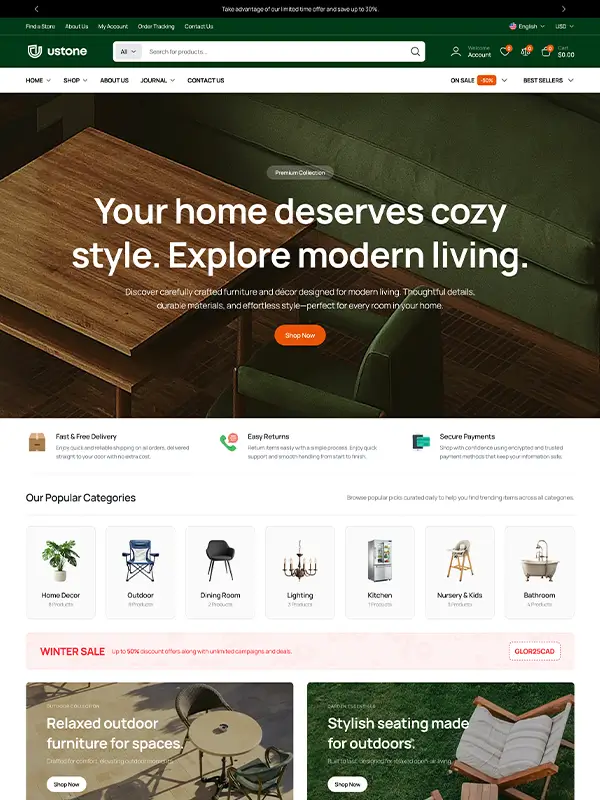 Ustone Grocery WooCommerce Theme Homepage 01