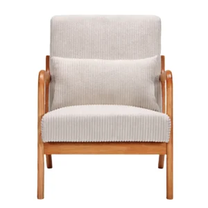 Paproos Mid-Century Modern Accent Chair – Beige Corduroy