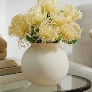 Better Homes & Gardens Matte Ceramic Round Vase, 5.9", Natural Beige White